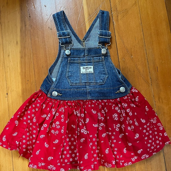 OSHKOSH B'gosh Toddler Sz 12 months Denim Paisley Printed Jumper/Dress - Picture 1 of 9